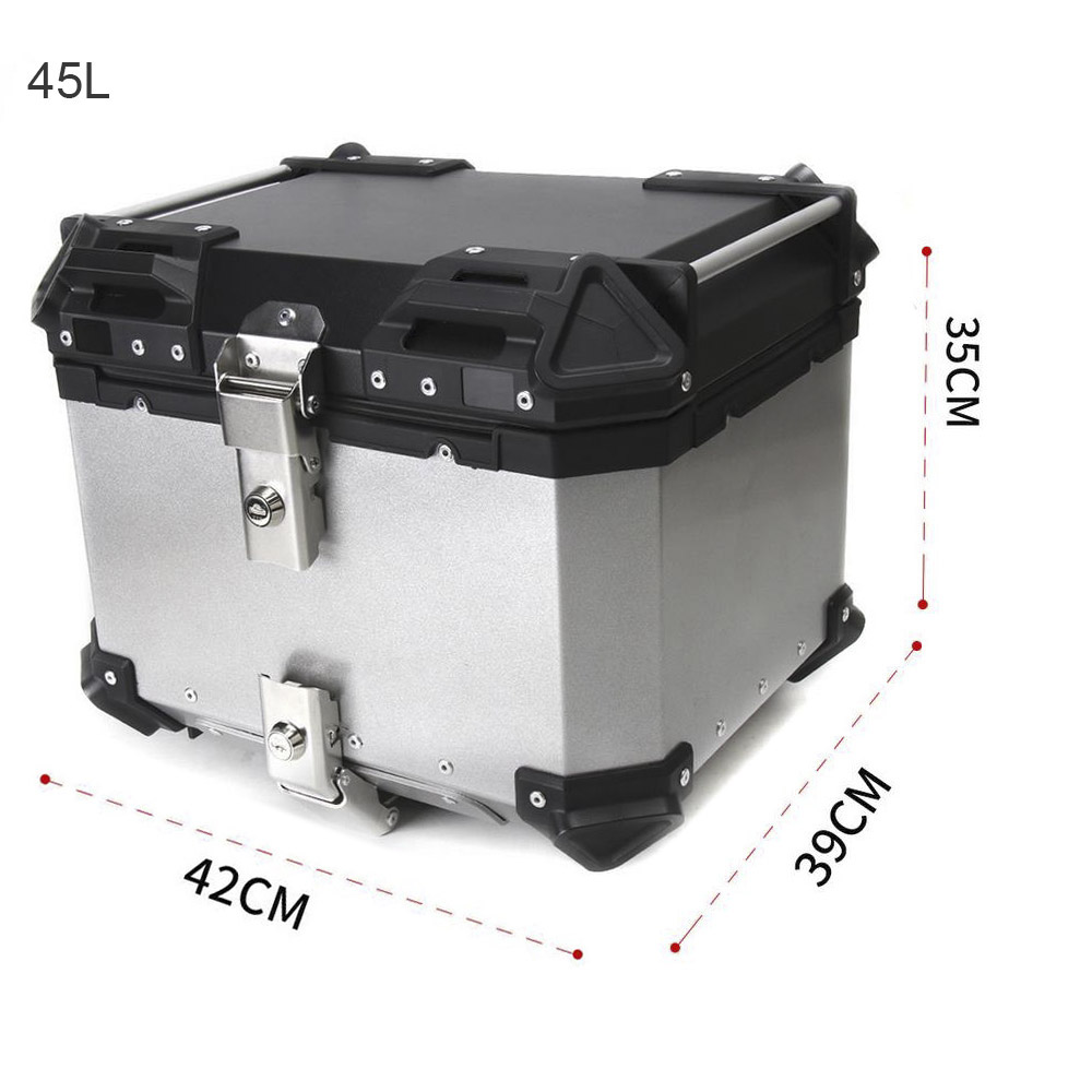 Universal Motorcycle Tail Rear Top Luggage Case Box Helmet Storage Trunk Toolbox Scooter Accessories Waterproof 25L-55L Aluminum