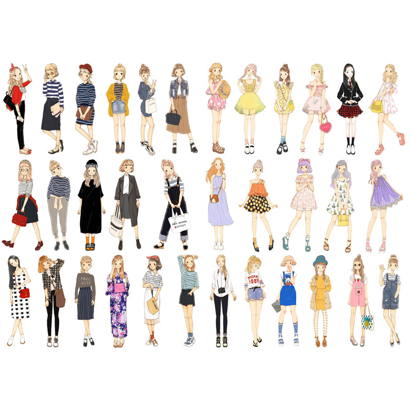 1 PCS Fashion City Girls Doll Korean Precut Decoration Stickers Desk Organizer School Supplies Office Accessories