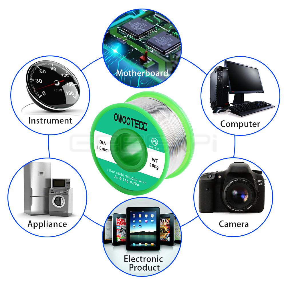 GeeekPi 100g 0.8mm 1mm Tin Lead Rosin Core Solder Wire which contains 0.3% silver forcircuit board, DIY