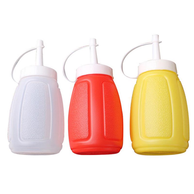 Small Size Plastic Sauce Squeeze Bottle Tomato Ketchup Cream Sauce Jam Salad Seasoning Bottle Dispenser Single Color Random