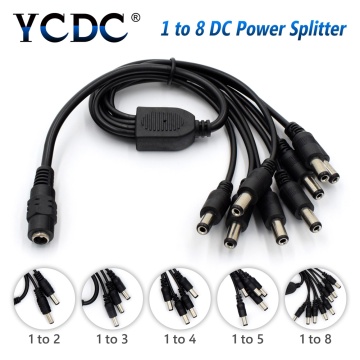 2.1*5.5mm 1 Female to 2 3 4 5 8 Male DC Power Splitter Plug Cable for CCTV security Camera Accessories power Supply adapter 12V