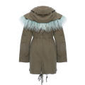 [EAM] Loose Fit Cotton-padded Split Two Piece Jacket New Fur Hooded Long Sleeve Women Coat Fashion Tide Spring Autumn 2021 1K923