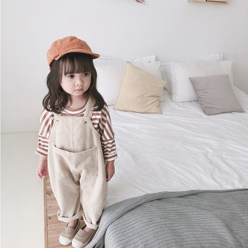 2020 Spring Korean style baby girls corduroy loose overalls cute kids all-match suspender trousers bib pants Boys Girls Jumpsuit