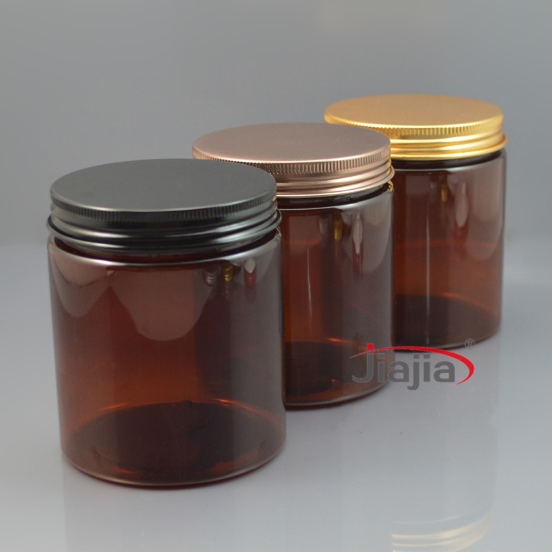 250g Brown Plastic Jar Empty Candy Tea Container Cosmetic Makeup Cream Face Mask Body Lotion Travel Bottle 9oz Free Shipping