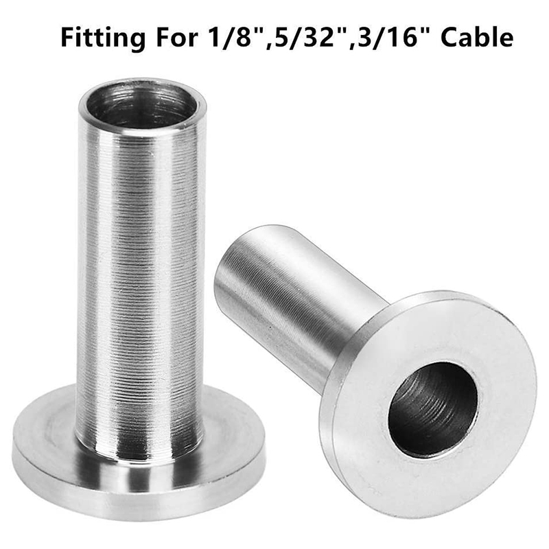 40 Pack T316 Stainless Steel Protector Sleeves For 1/8 inch Wire Rope Cable Railing DIY Balustrade with 1Pc Drill Bit