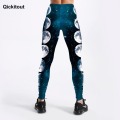 Qickitout Summer Style Women Leggings Gradient Moon Printed Leggings Fantasy Galasy Design Leggings Workout Girl Leggings S-4XL