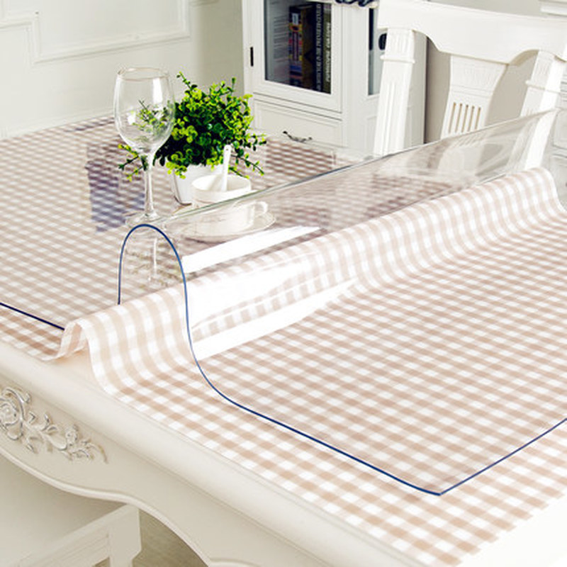1mm Soft Glass Tablecloth PVC transparent D' waterproof Oilproof Kitchen Dining table cover tablecloth for rectangular table