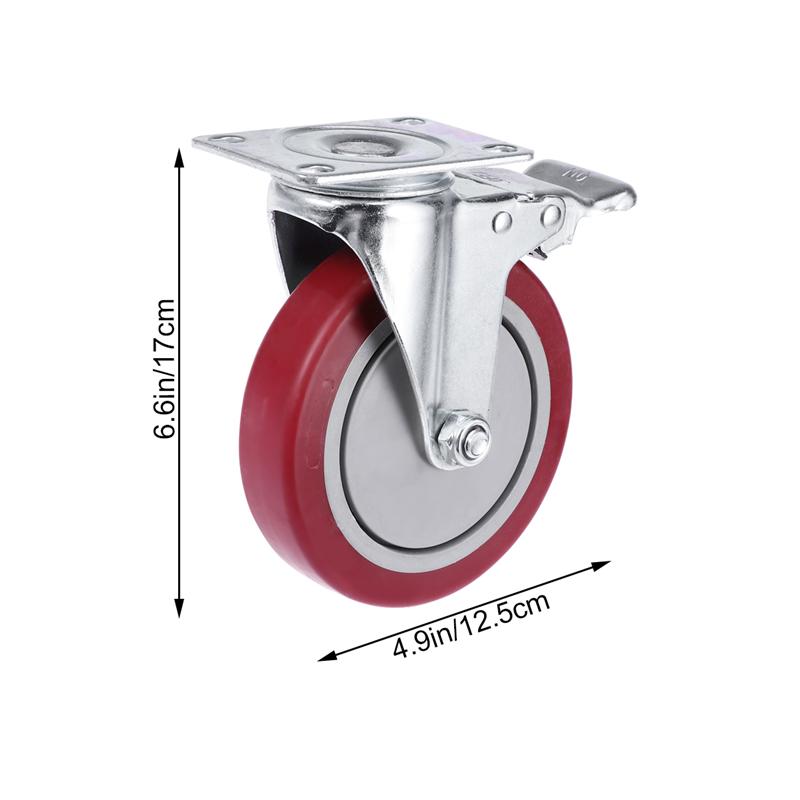 4PCS 5 Inch Furniture Casters Wheels Single-Axis Casters Swivel Caster Wheels Anti-Winding Roller Wheel For Platform Trolley