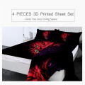 BeddingOutlet Red Dragon Fitted Sheet Head of Angry Bed Sheet Set 3D Print Flat Sheet Demon Game Bedding Mattress Cover 4pcs