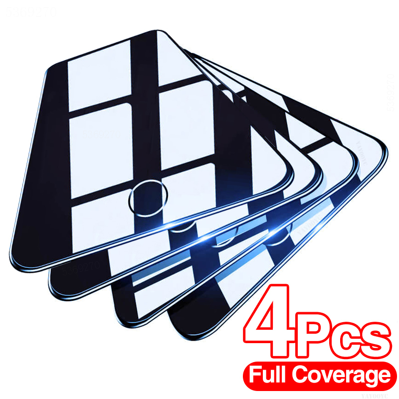4Pcs Full Cover Tempered Glass For iPhone 12 Pro Max 6 6S 7 8 Plus Screen Protector For iPhone 11 Pro X XR XS MAX 12 Mini Glass