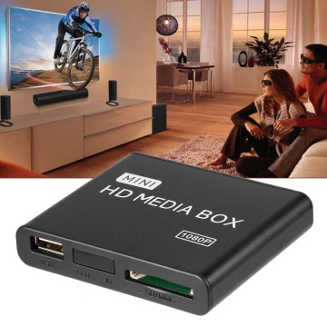 Media Player Box Mini Full 1080p HD MPEG/MKV/H.264 AV USB 2.0+ Remote Support MKV / RM-SD / USB / SDHC / MMC HDD EU