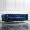 U-BEST Modern American Navy Blue Crushed Velvet 3 seater Furniture Nordic style three person living room high grade velvet sofa