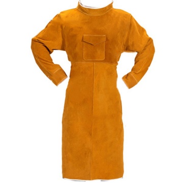 85CM Welding Apron with Sleeves, Leather Welder Apron, Cowhide Leather and Refractory Welding with Adjustable Size