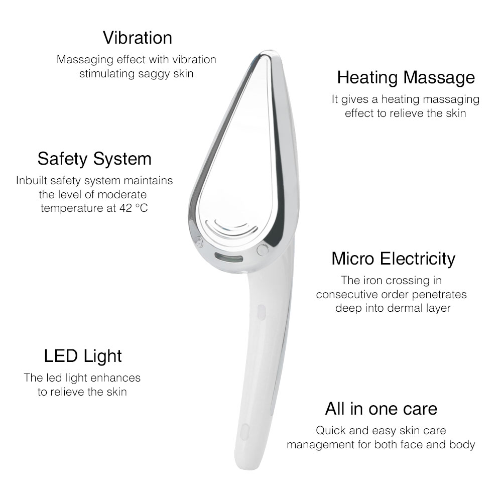 Microcurrent Skin Iron Vibrating Massager Heat Ion Neck Body Wrinkle Remover LED Photon Face Lifting Tightening Beauty Care Tool