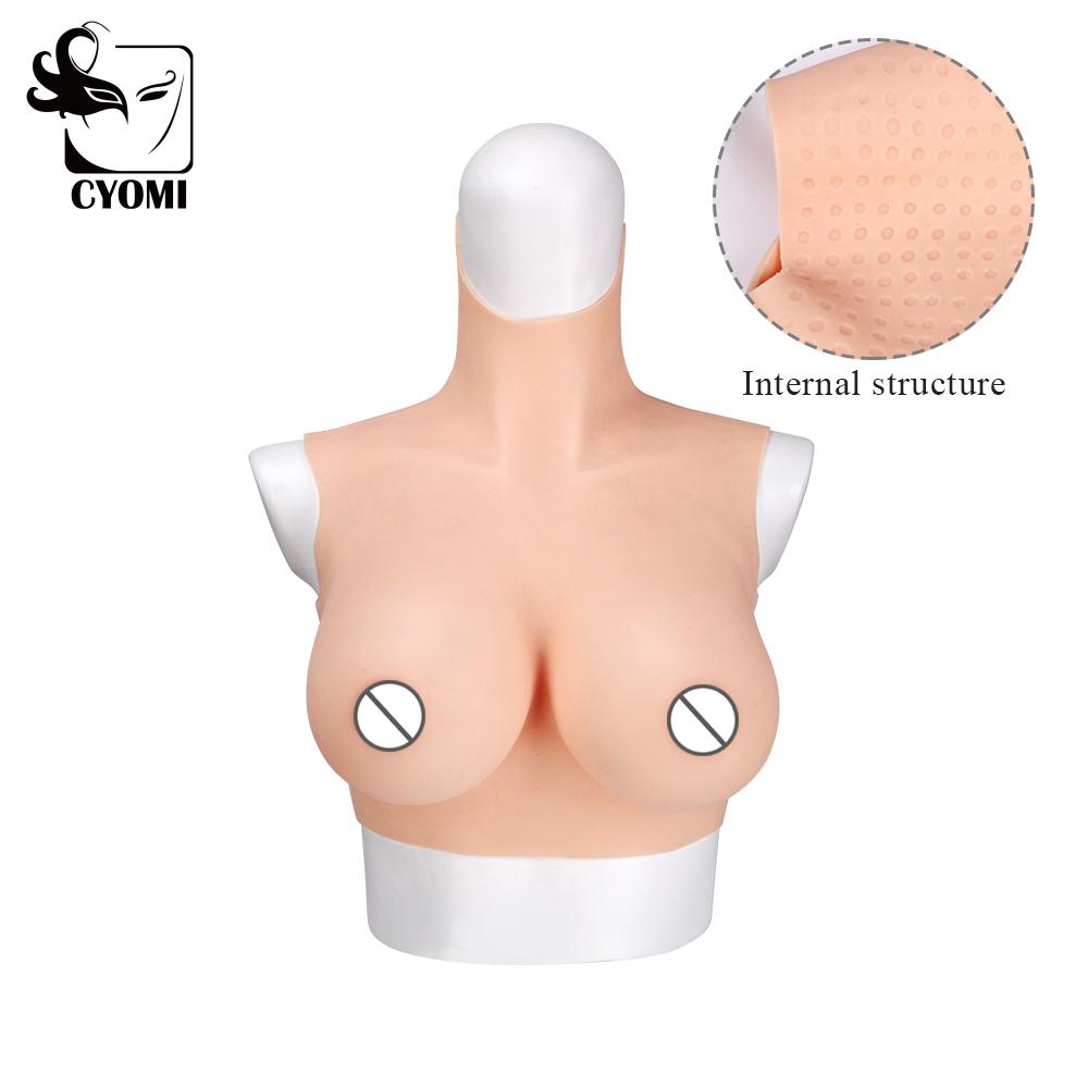 CYOMI 6G Silicone Breast Forms New Upgraded Material Porous Silica Gel Prosthesis Artificial Skin Lifelike Fake Boobs shemale