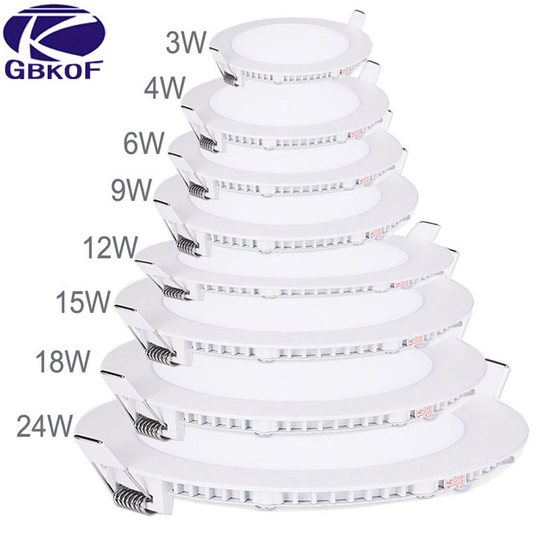 1pcs/lot Ultra thin 3W/4W/ 6W / 9W / 12W /15W/ 25W LED Ceiling Recessed Grid Downlight / Slim Round Panel Light