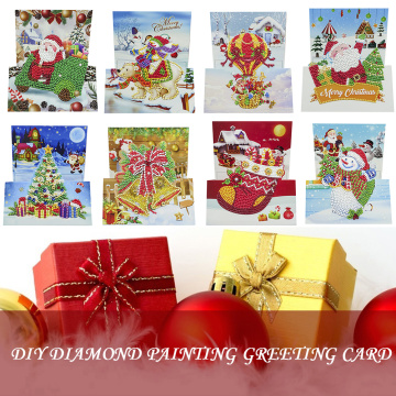 1/4/8pcs 5D Cartoon Special-shaped Diamond Painting Cross Stitch Postcards Festival Envelope Christmas Greeting Cards