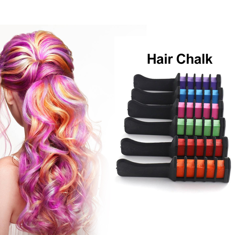 Fashion 6 Colors Mini Disposable Personal Use Hair Chalk Color Comb Dye Kits Temporary party Cosplay Salon Hair Coloring