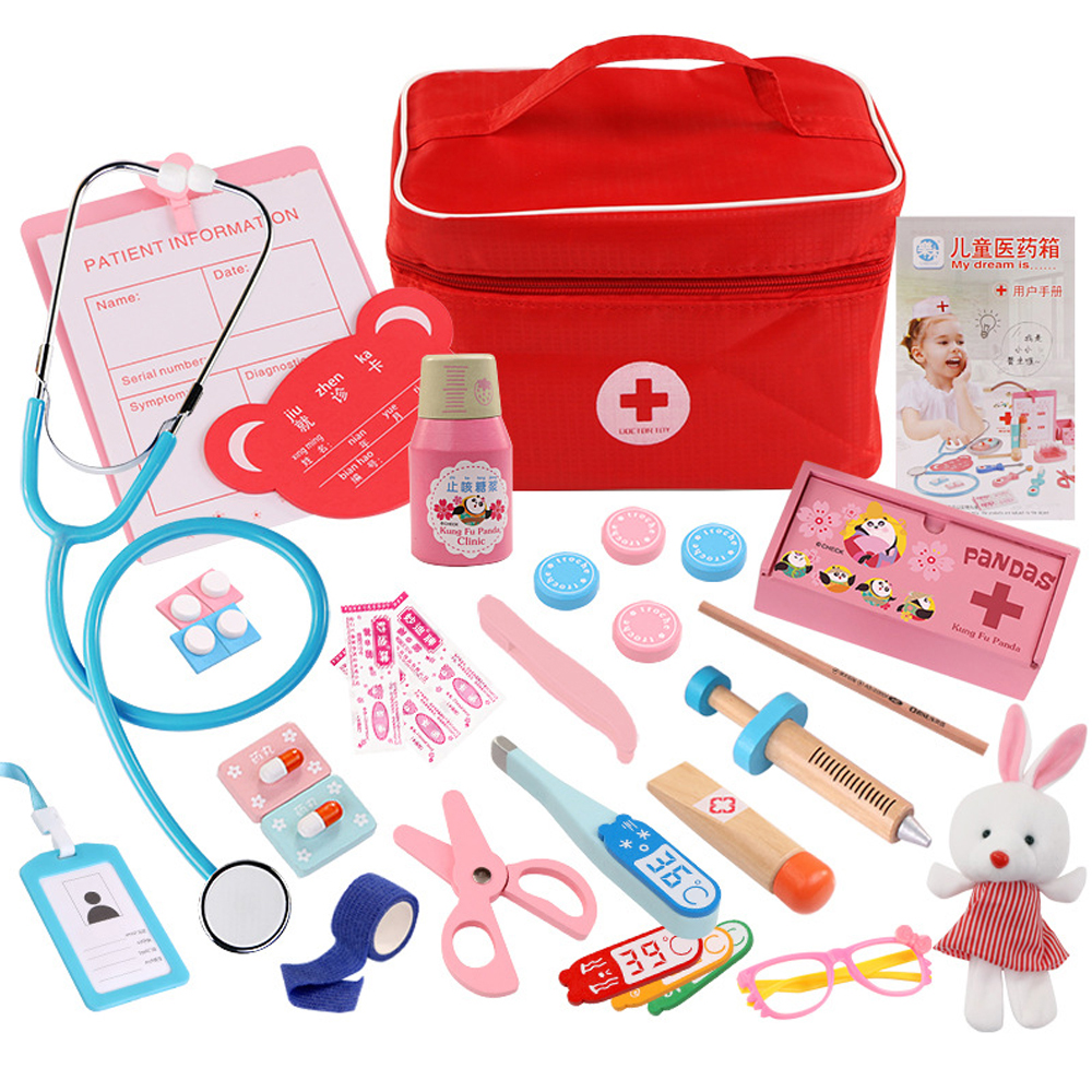 60pcs/set Kids Wooden Toys Pretend Play Doctor Set Nurse Injection Medical Kit Role Play Classic Toys Simulation Doctor Toys