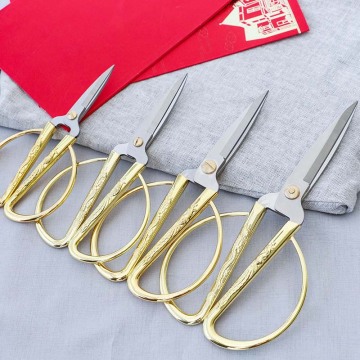 Chinese style stainless steel scissors household scissors gold scissors hand tailor scissors paper cutting opening scissors