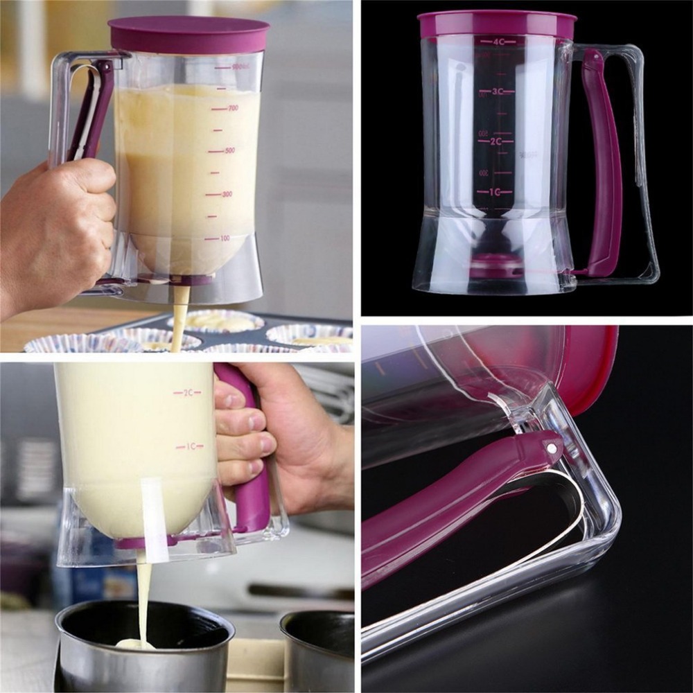 Hot 900 ml Cupcake Pancake Cake Cream Cake Mix Dispenser Jug Baking Essentials Maker Cooking Tools Funnel Measuring cup