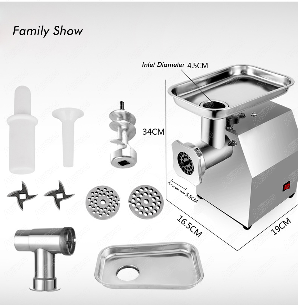 TC8 Automatic Multifunctional Electric Meat Grinder Mincer Machine Food Grade Stainless Steel Food Tray