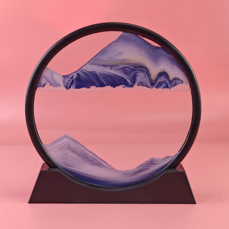 7/12inch Moving Sand Art Picture Round Glass 3D Deep Sea Sandscape In Motion Display Flowing Sand Frame