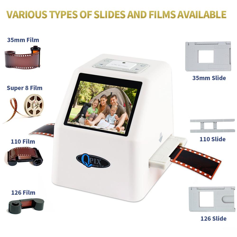 High Resolution 22 MP 35mm Negative Film Scanner 110 135 126KPK Super 8 Slide Film Photo Scanner Digital Film Converter 2.4"LCD