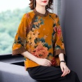 Traditional Chinese Style Clothing Women 2020 Silk Cheongsam Top Elegant Vintage Qipao Shirt Floral Print Qipao Costume 11641