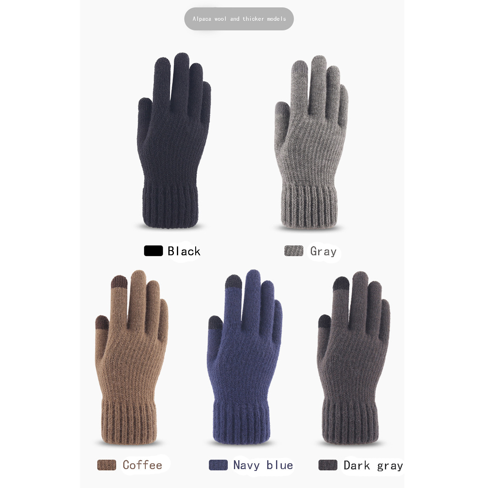 Men Thicken Winter Knitted Woolen Gloves Warm Full Finger Touch Screen Mittens Outdoor Bicycle Gloves Mittens Guantes