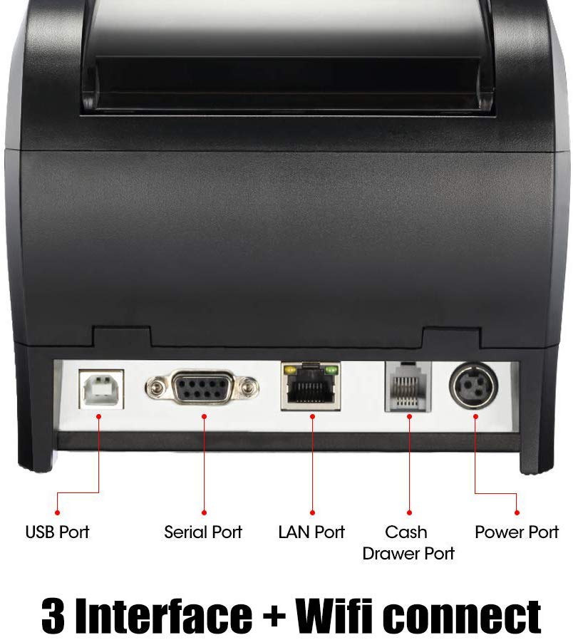Thermal Receipt Printer 80mm Pos Printer with WIFI/Bluetooth/USB/LAN/RS232 Port Auto Cutter For Restaurant, Shop