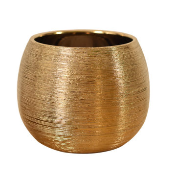 1Pc Gold-Plated Ceramic Flowerpot Round Flower Vase Succulent Pot Ceramic Brushed Fleshy Round Flower Pot Vase Flower