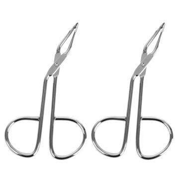 Slant Tip Scissors Shaped Tweezers with Handle, 2 Pack, Stainless Steel Material, Professional for Shaping Eyebrow