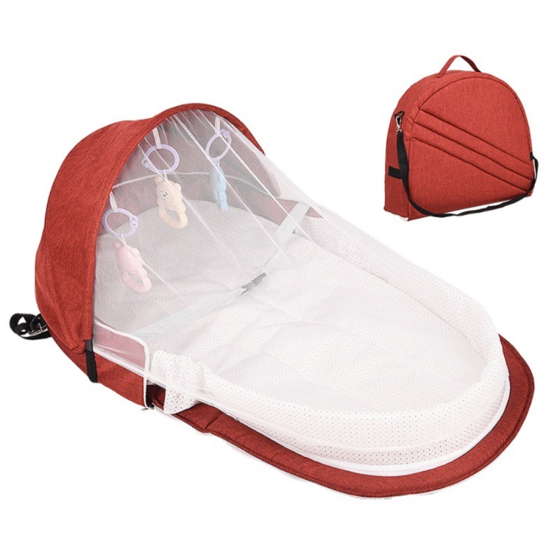 Portable Bassinet For Baby Bed Travel Foldable Sun Protection Mosquito Net Breathable Infant Sleeping Basket (Send Free Toy)