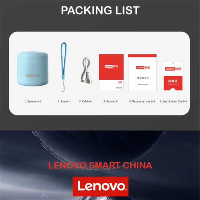 Lenovo L01 TWS Bluetooth Speaker Portable Outdoor Loudspeaker Wireless Mini Column Stereo Music Surround Bass Box Waterproof