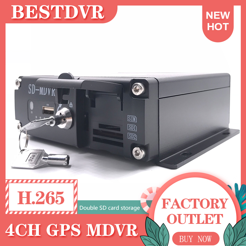 HD surveillance video recorder ahd 1080p built in super capacitor 4CH double SD card black box driving record h.265 mobile DVR