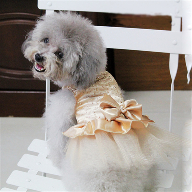 Princess Dog Dresses high-luminance color Dog Clothes Bow Tutu Princess Dress Puppy Lace Skirt Wedding Party Pet Apparel