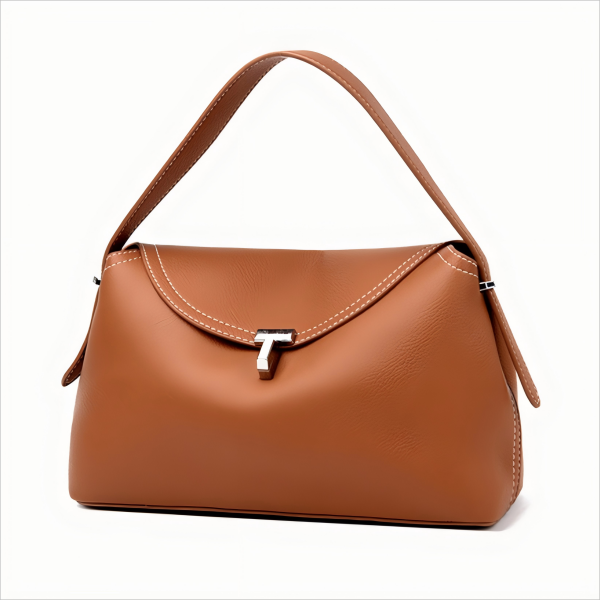 Leather flip-top fashion handbag for women