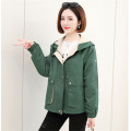 Spring Autumn Women Trench Coat Korean Letter Embroidery Hooded Outerwear Loose Large Size Short Coat Casual Female Windbreaker