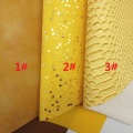 YELLOW Glitter Fabric, Metallic Synthetic Leather, Snake Faux Fabric Sheets For Bow A4 21x29CM Twinkling Ming XM009G