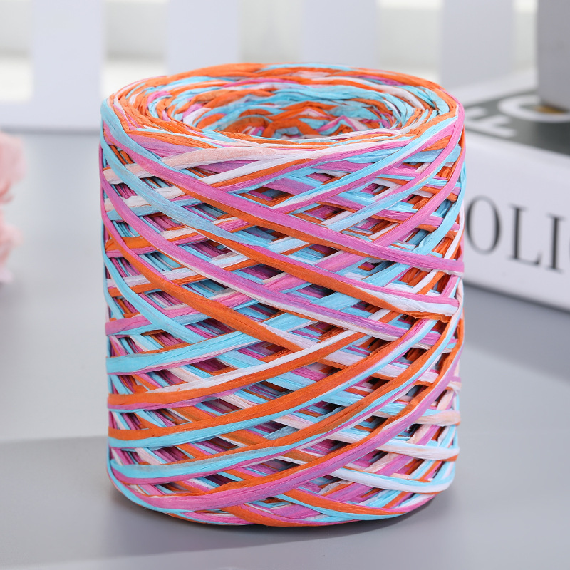 200m Hand-knitted Lafite Raffia Straw Environmentally Friendly Paper Yarn Baking Packaging Belt Rope Crocheting Summer Hat Bags