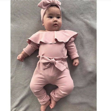 newborn baby girl two pieces set ruffle collar long sleeve top pant suit infant children girl clothing set