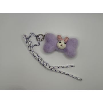 Adorable Bowknot Plush Keychain with Soft Fluffy Design