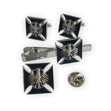 Germany German Eagle Deutschland Bundesadler Iron Cross WW2 Eagle Military Army Pin & Cufflinks & Tie Bar Clip Set