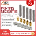 3D Printer Parts 15pcs 1.75mm Throat Tube+0.4mm Extruder Nozzle Print Heads +M6 Heater Block Hotend for Anet A8 A6 3D Printer