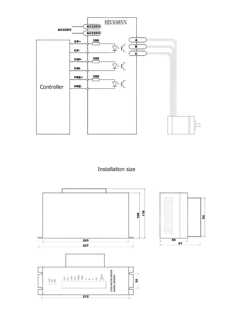 HB308SN new and original three phase hybrid Sine Subdivision stepper motor driver bag making machine parts