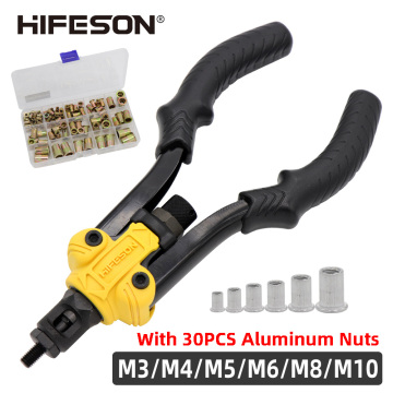 HIFESON Hand Rivet Nut Gun Insert threaded Mandrels Manual Riveters Nut Gun for Riveting M3 M4 M5 M6 M8 M10 Nuts Iron Nut Set