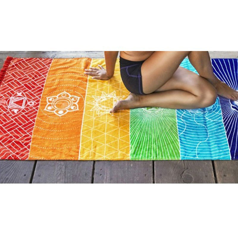 Single Rainbow Gym Yoga Mat Carpet Mandala Boho Stripes Yoga Mat Outdoor Sports Fitness Matcase 150x70cm/100x45cm