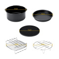 Cookware Sets Fryer Accessories Grill Air Fryer Kit Pizza Pan Holder Baking Rack Mat 5pcs/set 7 inch Round Air Fryer Pan Rack