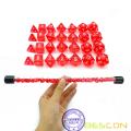 Bescon 28pcs Translucent Red Mini Polyhedral Dice Set in Tube, Ruby Dice Dungeons and Dragons 4X7pcs, Mini Ruby Gem Dice Set